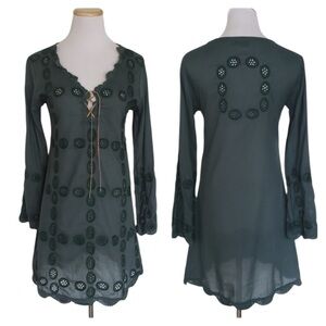 Letarte Doily 100% Cotton Cover Up Dress With Size Zipper in Black